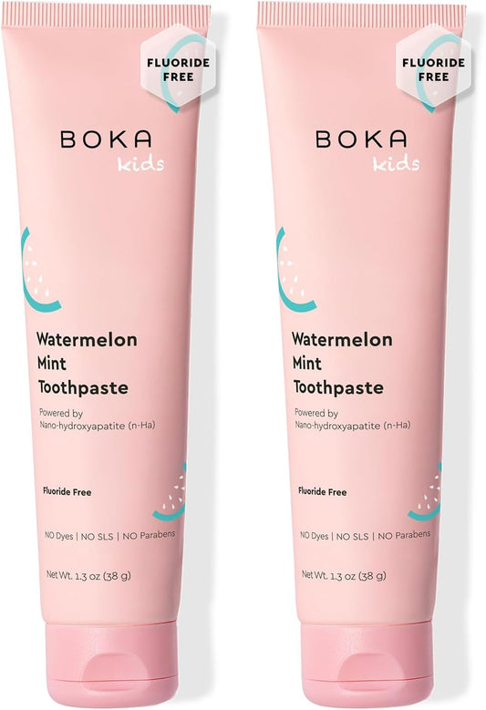 Boka Fluoride Free Toothpaste Nano Hydroxyapatite Toothpaste - Watermelon Mint Flavor, 1.3 oz 2pk US Manufactured
