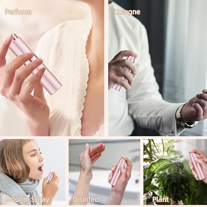 LISAPACK 8ML Atomizer Perfume Spray Bottle for Travel (3 PCS) Empty Cologne Dispenser, Portable Sprayer (Pink)