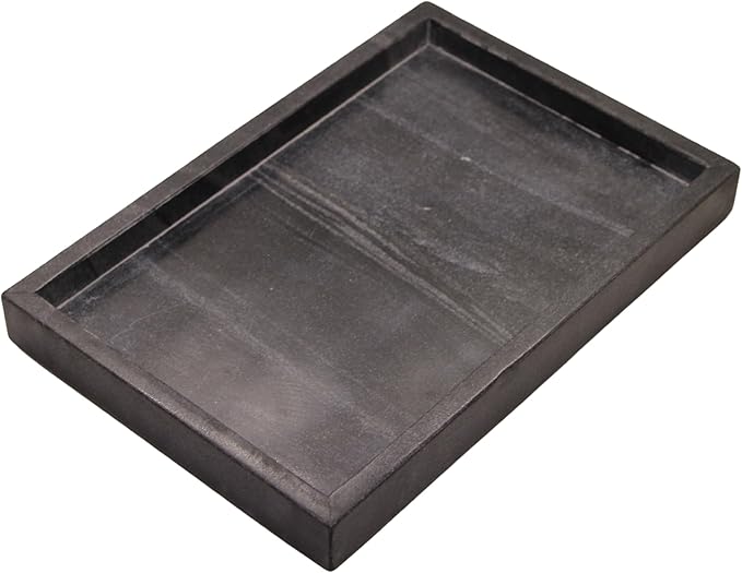 Natural Black Marble Tray for Bathroom | Kitchen | Vanity | Desktop, Stone Organizer for Coffee Table, Dresser, Nightstand, Candles, Soap, Towel, Plant, Jewelry (12" x 8"), Rectangular