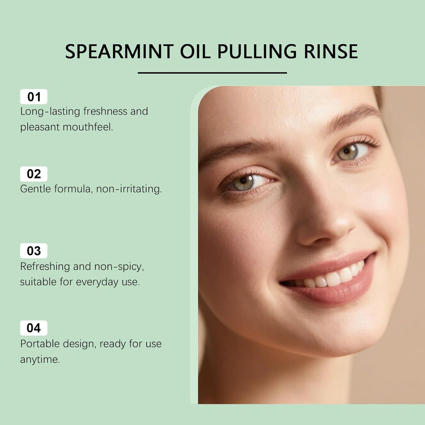 Spearmint Oil Pulling Rinse, Cold-Pressed Coconut Oil for Whitening Teeth Mouthwash, Powerful Organic Peppermint Oil Maintain Gum Health & Freshness Breath, Mint (2)