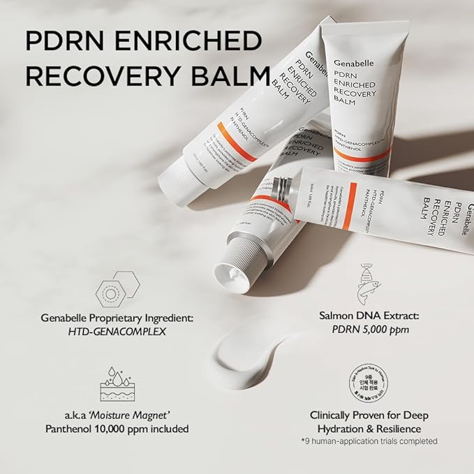 Genabelle PDRN Enriched Recovery Balm – 5,000 ppm PDRN & 10,000 ppm Panthenol Soothing Repair Cream for Sensitive Skin, Hydration & Barrier Strengthening, 50 ml (1.69 fl oz)