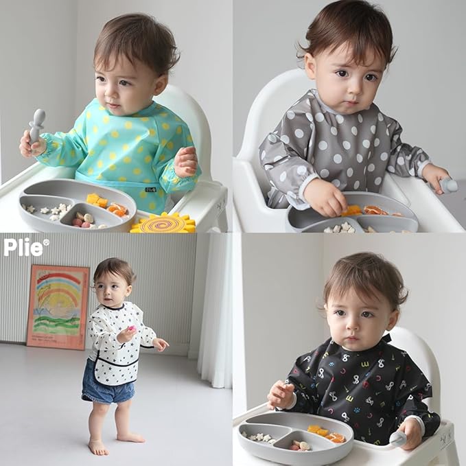 Long Sleeve Waterproof Bib for Toddlers – Soft Feeding Smock for Baby Mealtime, Self-Feeding,BPA-Free, Easy Clean