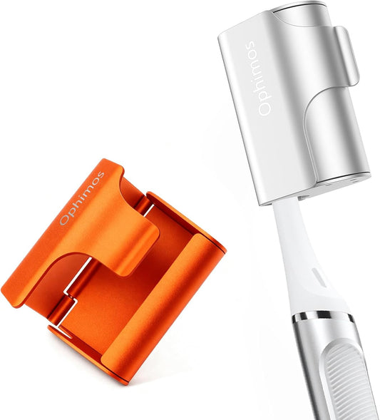 Aluminum Alloy Toothbrush Head Cover/Cap/Protector Case,Travel Toothbrush Covers Long-lasting Toothbrush Head Caps for Most Electric/Manual Brushes (Silver+Orange, 2 Count)