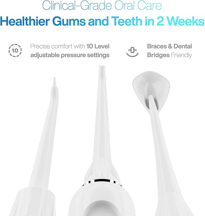 AquaSonic Aqua Flosser PRO | Professional Water Flosser with Large Capacity Reservoir | Oral Irrigator w/ 2 Modes, 10 Levels of Water Pressure, 4 Included Tips | Sleek & Compact