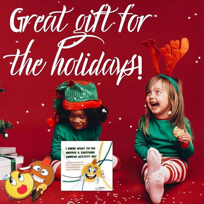 Thought-Spot Emotions Canvas Activity Set Social Learning Activity Game for Kids Make Faces Describe Express Feelings 2 Canvases 12 Double Sided Emotion Cards 55pc Facial Expressions Preschool