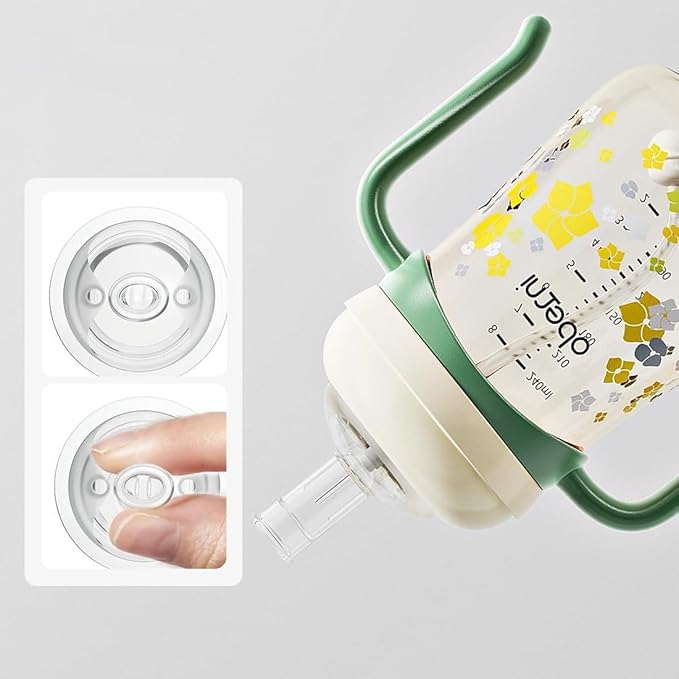 Baby Sippy Cup 240ml/8oz, Toddler Water Drinking Bottle with Non-Spill Valved Spout for 6+ Months, Green/3Pack