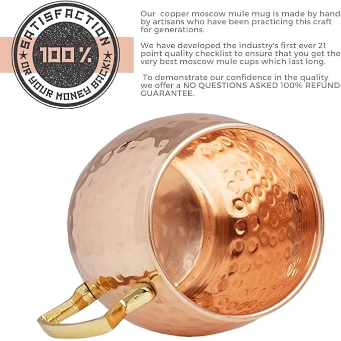 [Gift Set] Moscow Mule Copper Mugs Set of 6 (16oz) w/Straws & Jigger | 100% Pure Copper Cups, Tarnish-Resistant Food Grade Lacquered Finish, Ergonomic Handle (No Rivet) w/Solid Grip