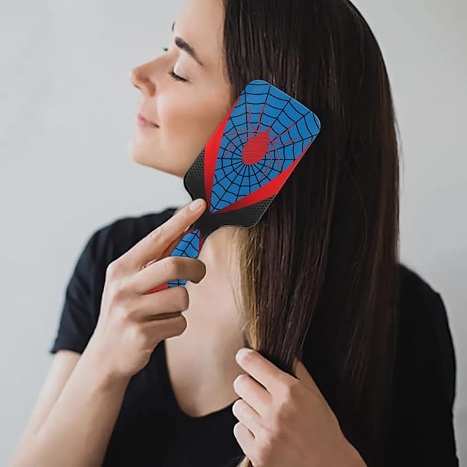 Kids Hair Brush for Boys Girls Toddler - Blue Red Spider Web Detangler Hairbrush for Wet Dry Thin Long Curly Hair Pain-Free Comb Glide Through Tangles with Ease and Massage Scalp