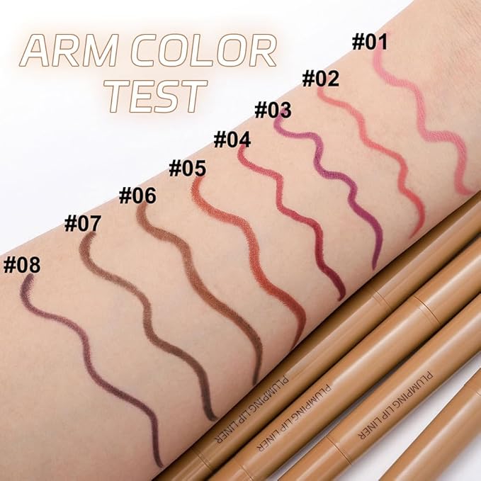 Matte Lip Liner Pencil, Long-Lasting Creamy Formula with Silicone Smudger, Waterproof Non-Staining Crayon for Lip Contouring, Plump Define Sculpting 06#
