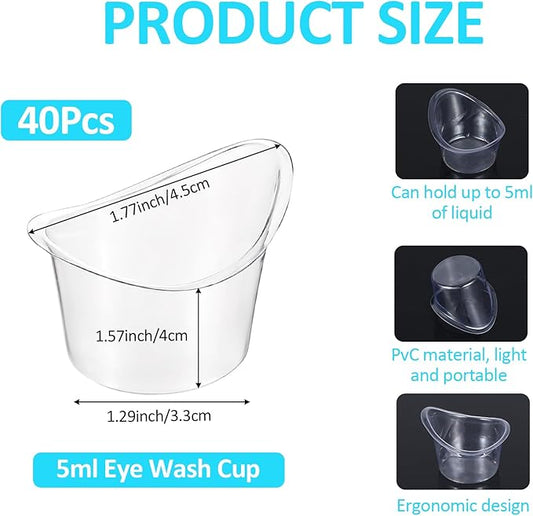 40Pcs Eye Wash Cup 5ml Disposable Eyewash Cups for Eye Rinse and Flush Silicone Eyes Flush Cleansing Cup Portable Plastic Measuring Cup for Quick Effective Soothing Tired Refresh Clean Dust Makeup