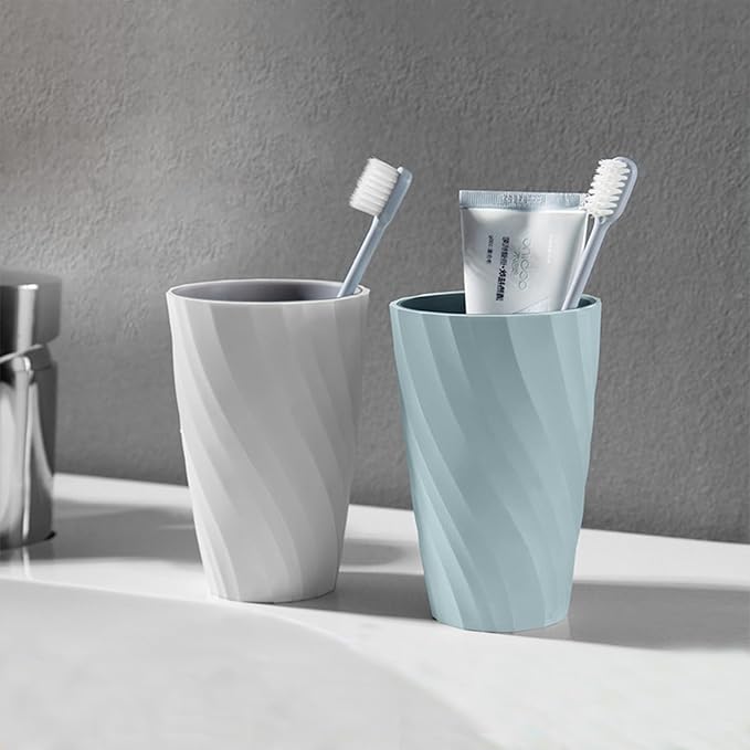 Unbreakable Bathroom Tumbler Cup, Reusable Toothbrush, Toothbrush Holder Organizer, Portable Mouthwash, Dental Rinsing Cup, Multi-Functional Gargling Drinking or Home Travel (White)