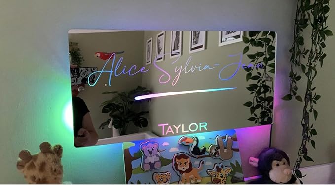 Personalized LED Name Mirror with Night Light Led Light Up Mirror for Bedroom Custom Neon Signs Wall Decor for Shop Bar Salon Birthday Christmas Wedding Christmas