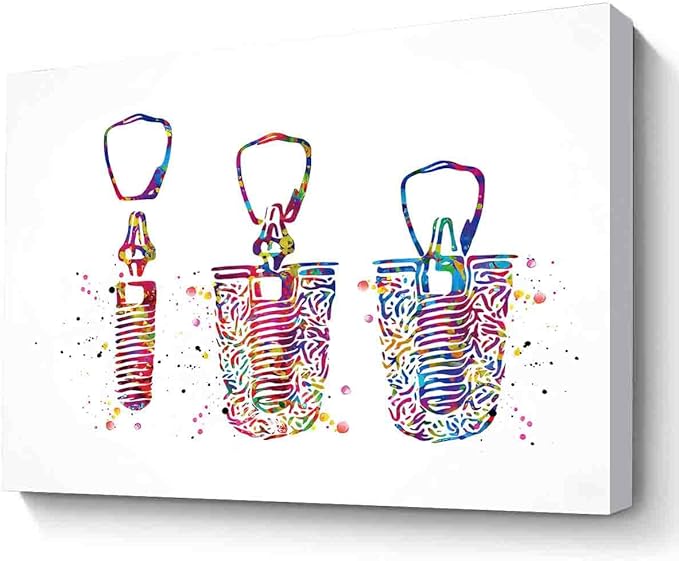 MBARE Watercolor Art Wall,Dental Implant Watercolor Print Tooth Art Dental Clinic Decor Dentistry Student Science Dentist Gift Doctor~-12"X16" Canvas Print With Frame