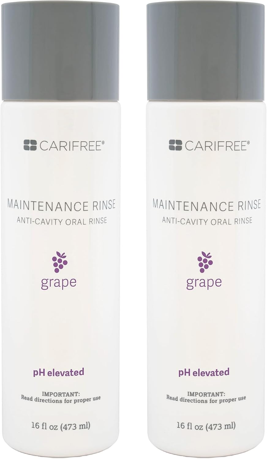 CariFree Maintenance Rinse, Grape Flavored, Anti-Cavity Fluoride Mouthwash, Dentist Recommended, Prevents Oral Decay, Freshens Breath, Alcohol-Free, Neutralizes pH, 16 Fl Oz (Pack of 2), Grape