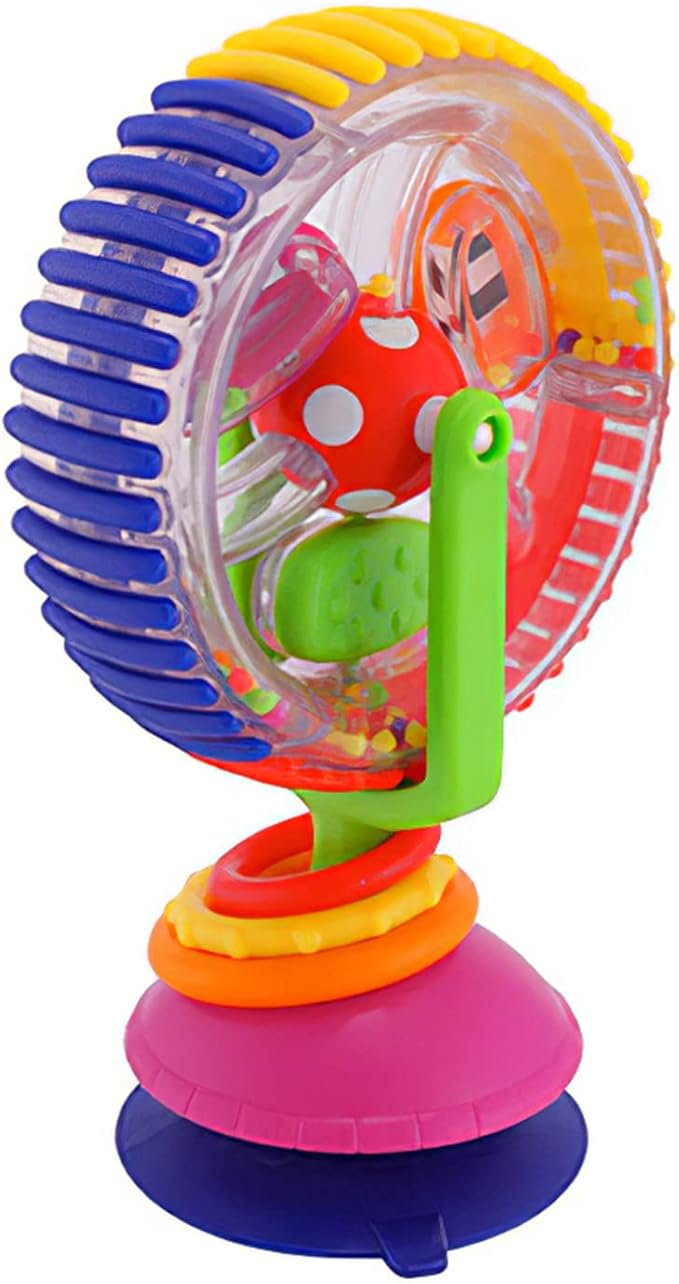 Suction Cup Rotary Windmill High Chair Bath Toy Educational Fine Motor Skill Shower Dinner for Time for Infant B Baby Highchair Toy with Suction