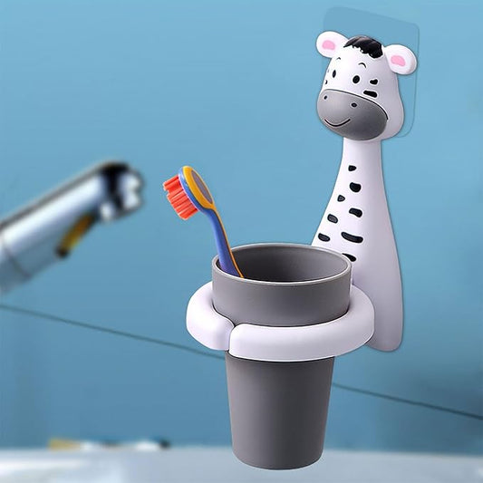 Kids Toothbrushes Holder Animal Tooth Cup Holder Wall Mounted Sucker Toothpaste Storage Set Cute Household Toothpaste Rack Mouthwash Cup Rack for Children,No Punching Shelf Bracket with Cup