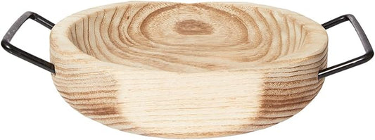 DN DECONATION Round Wooden Tray with Handles, Rustic Wood Ottoman Tray for Coffee Table Bathroom, Trinket Trays Decor for Home & Living Room Decor Farmhouse Perfume Organizer