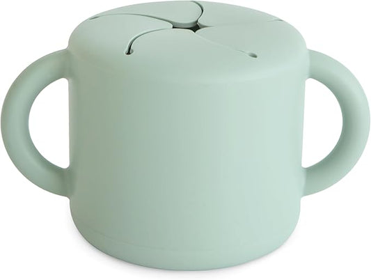 mushie Silicone Snack Cup | Spill Proof Food Container for Toddler and Baby (Cambridge Blue)