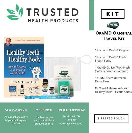 OraMD Original Strength: Pure Unflavored, Fragrance Free, Unwaxed Dental Floss 54.6 Yards Shred Resistant and Dr. Bass Toothbrush Both for Ultraclean Plaque Removal - Teeth & Gum Protection