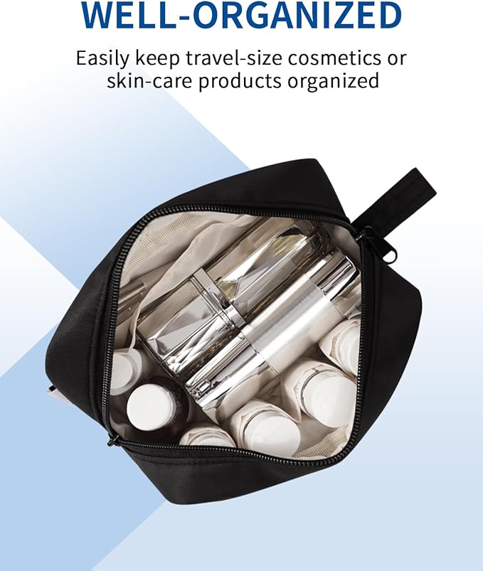 Narwey Small Makeup Bag for Purse Travel Makeup Pouch Mini Cosmetic Bag Zipper Pouch for Women (Black, Small)