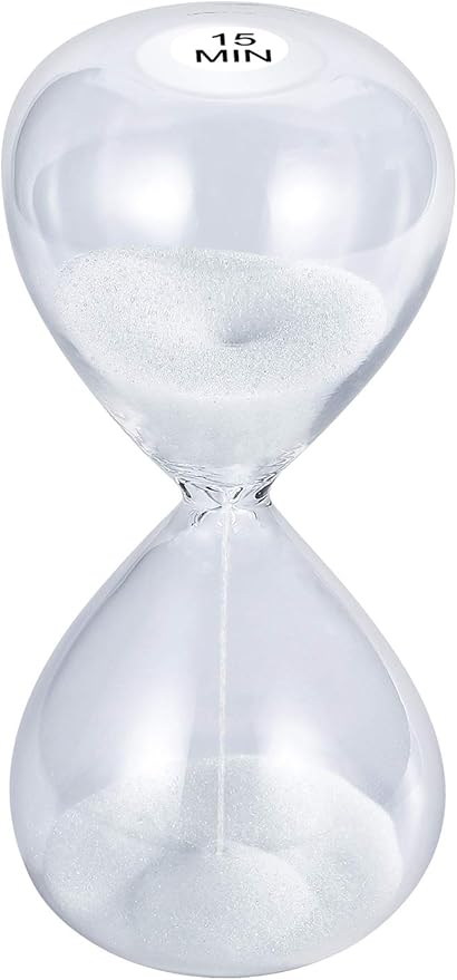 SuLiao Sand Timer 15 Minute Hourglass: 5.1 Inch White Sand Clock, Large Sand Watch 15 Min, Hour Glass Sandglass for Kids, Games, Classroom, Home, Desk, Office Decoration