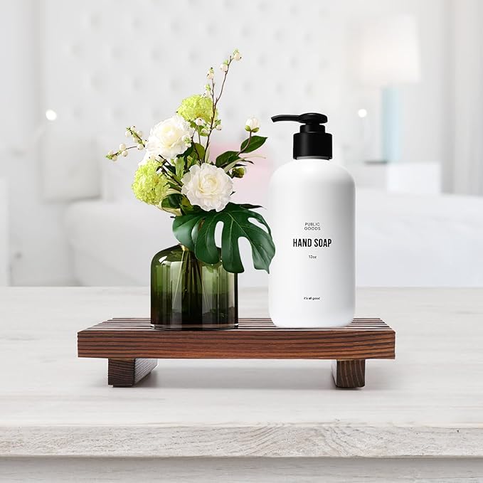 Small Kitchen Sink Soap Tray for Counter Soap Dish Dispenser Holder Wooden Risers Stand for Bathroom Decor Farmhouse Wood Pedestal Kitchen Accessories Countertop Vanity Counter Decorative Tray