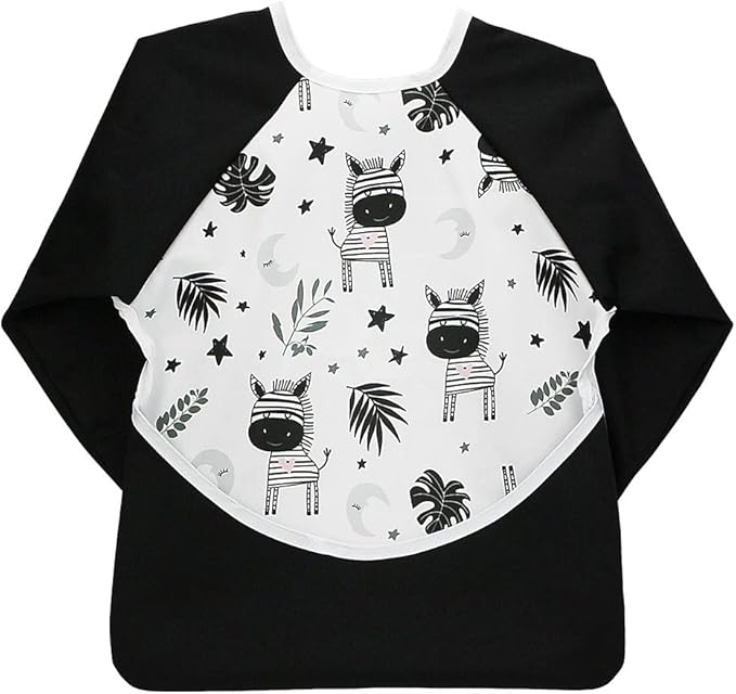 Infant Toddler Baby Waterproof Sleeved Bib, Bib with Sleeves&Pocket, 6-24 Months