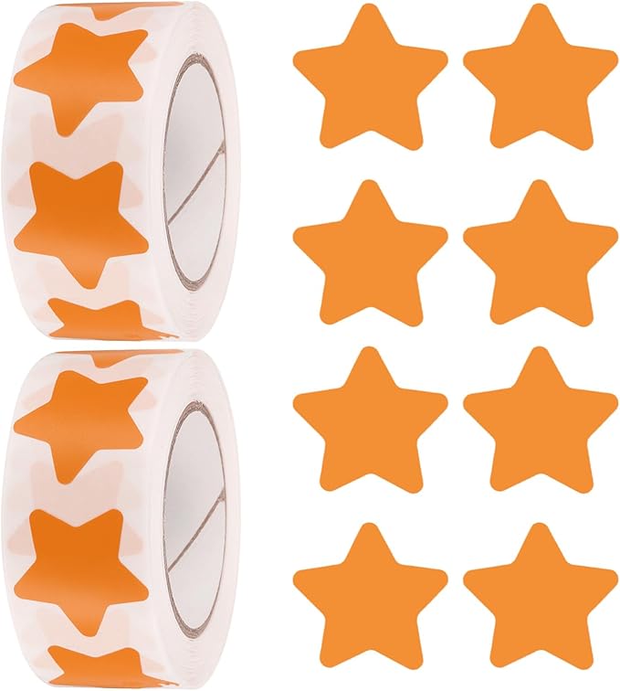 PATIKIL Star Stickers Roll 1 Inch(25mm), 1000pcs Reusable Self-Adhesive Star Labels for Reward Behavior Chart Teachers Business Decorating Wedding DIY Crafts, Orange
