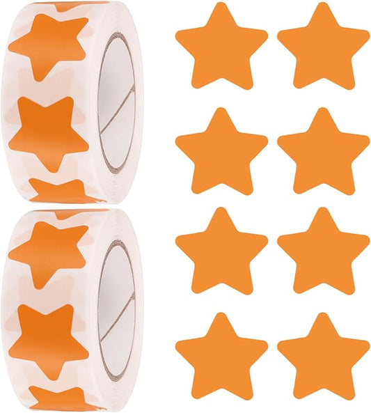 PATIKIL Star Stickers Roll 1 Inch(25mm), 1000pcs Reusable Self-Adhesive Star Labels for Reward Behavior Chart Teachers Business Decorating Wedding DIY Crafts, Orange