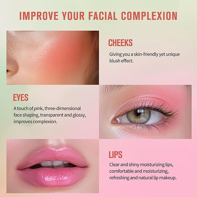 Blush pH Tinted Moisture Stick, Multi-Use Cream Blush Stick, Natural Nude Makeup for Cheeks, Eyes and Lips, Waterproof Natural Nude Makeup, Suitable for All Skin (2# Hot Red)