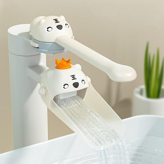 Faucet Handle Extender Set, Faucet Extender for Kids Child Sink Extender Kids Hand Wash Helper Faucet Extender for Bathroom Sink-White