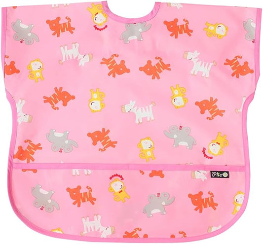 Short Sleeve Waterproof Bib for Toddlers – Easy Clean Feeding Apron for Mealtime, Daycare, Self-Feeding, Lightweight