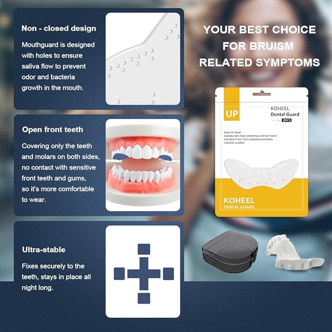 KOHEEL UP Ultra-Lightweight Mouth Guard for Teeth Grinding and Clenching, Comfortable Night Guard for Bruxism Relief, TMJ Mouth Guard, Non-Bulky Dental Guard (1 Pack)