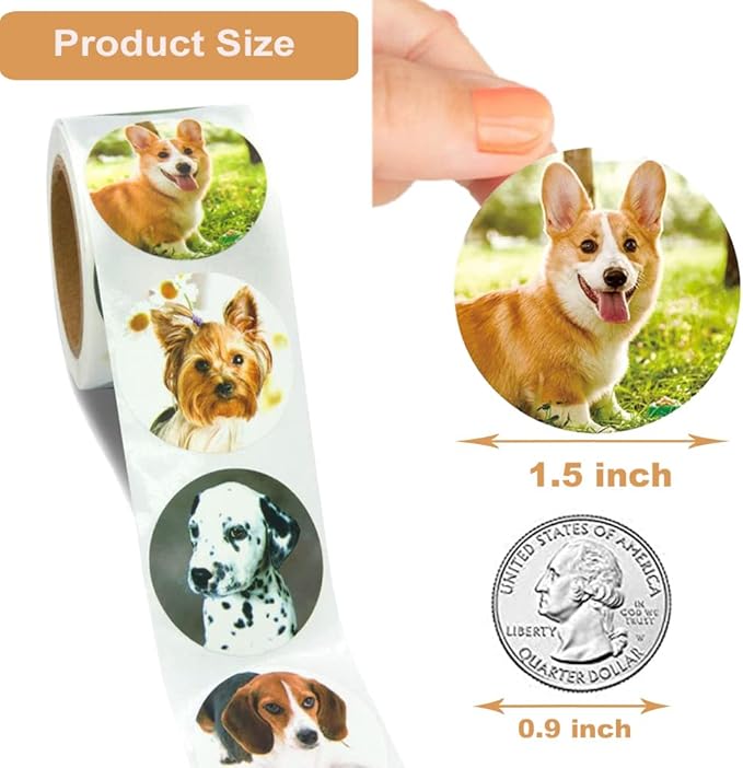 1.5" Dog Stickers for Kids Teachers, 500 Pcs Dog Puppy Stickers for Toddlers Birthday Party, School Reward, Giveaways