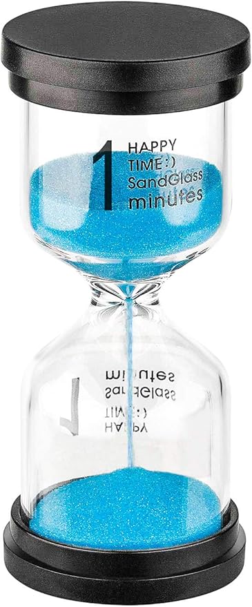 Sand Timer 1 Minute Hourglass Timer： Colorful Sand Watch 1 Minute, Small Blue Sand Clock one Minute, Plastic Hour Glass Sandglass Timer for Kids, Games, Classroom, Kitchen, Decoration