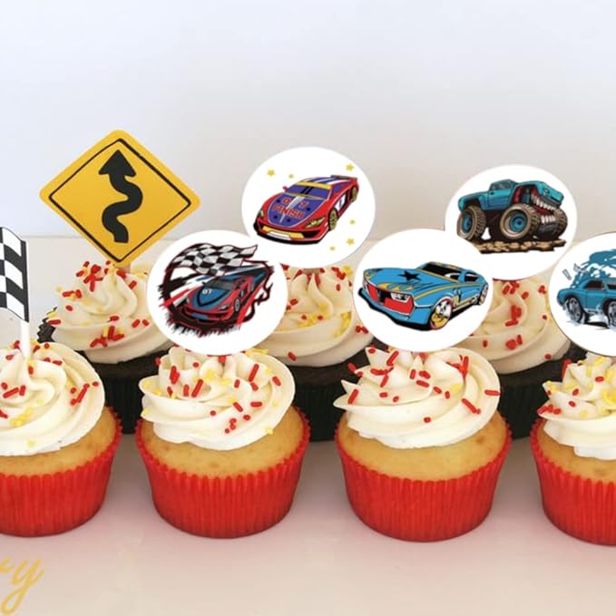 600Pcs Monster Truck and Race Car Stickers for Kids 1.5 Inch Car Stickers for Kids Boys Race Car Party Favors Birthday Decoration Supplies Reward Stickers