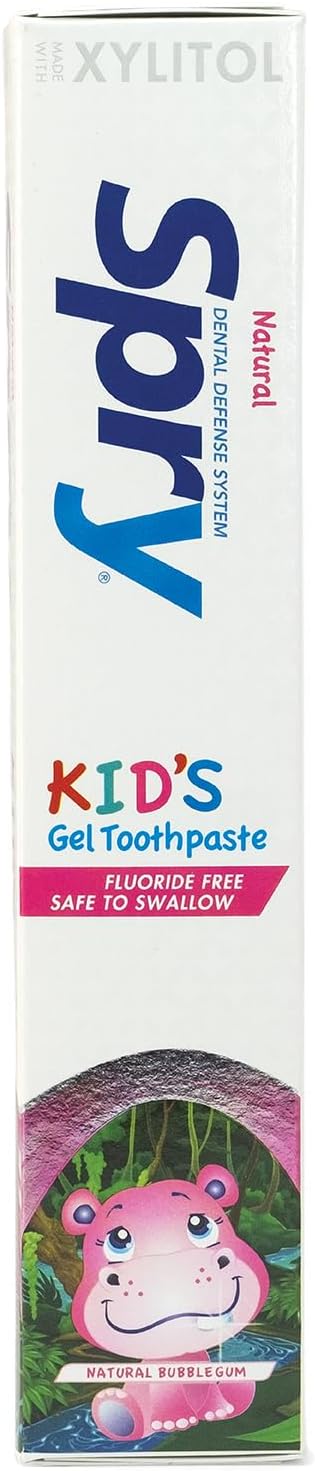 Spry Fluoride Free Toothpaste for Kids, Teeth Whitening with Xylitol, Natural Breath Freshening, Mouth Moisturizing, Bubble Gum (5oz, Pack of 1)