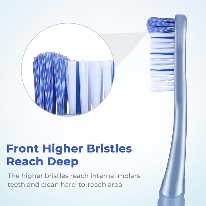 Medium Toothbrushes for Adults, Whitening Toothbrush with Spiral Medium Bristles for Smoke Tea Coffee Stain, Deep Plaque Removal, Rounded Bristle Tips for Gentle Cleaning