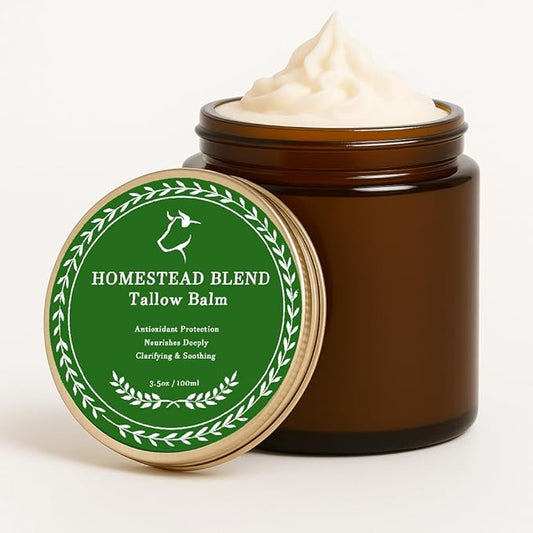Gubba's Homestead Blend Tallow Balm - Tallow and Honey Blam, Natural Ingredient Whipped Moisturizer for Face & Body, Antioxidant Protection | Nourishes Deeply | Clarifying & Soothing