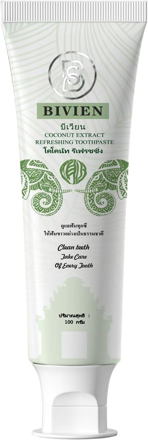 Bivien Coconut Fresh Deep Whitening Fluoride-Free Toothpaste Imported from Thailand (1pcs)