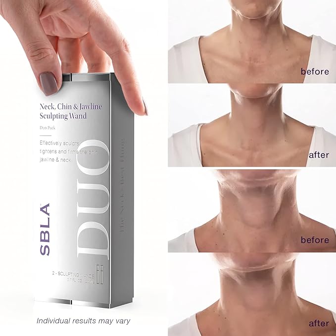 SBLA Beauty - Neck, Chin & Jawline Sculpting Wand - Pack of 2 * 0.7 Fl Oz / 20mL - Lifts & Firms the Neck, Chin, Jawline & Decollete - Reduces Lines & Wrinkles - Smooths, Tightens Sagging Skin
