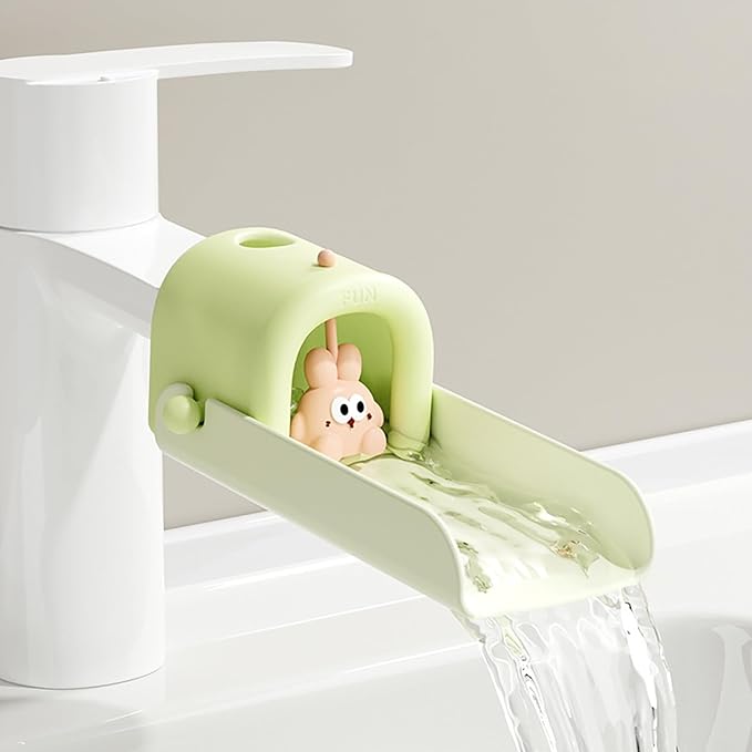 Faucet Extender Temperature Sensitive for Toddlers Silicone Sink Extender for Toddlers Faucet Extender for Babies Kids Children (Green)