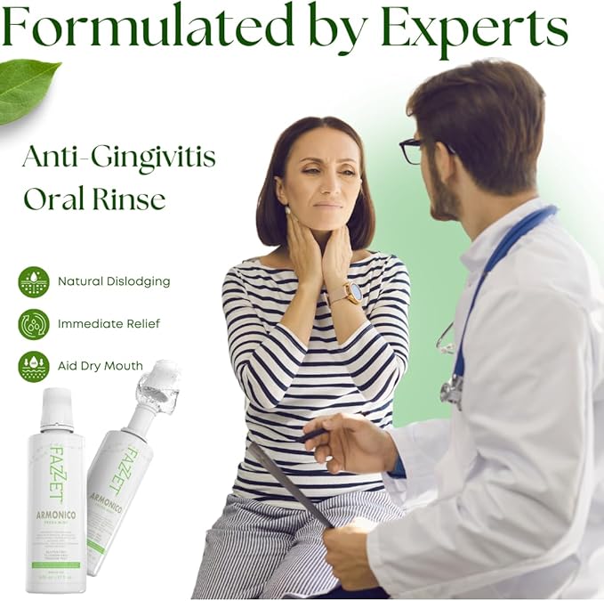 ARMONICO Anti-Gingivitis Oral Rinse – Soothe Tonsils, Combat Bad Breath – Alcohol, Gluten, and Paraben Free Mouthwash – Fresh Mint Flavor