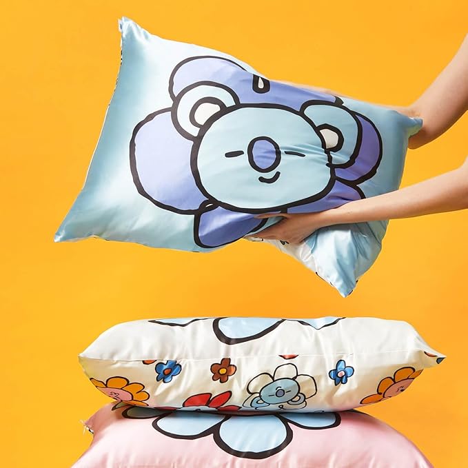 Kitsch x BT21 (Koya) Satin Pillowcase with Zipper for Hair & Skin - Softer Than Silk Pillow Cases, Smooth Cooling Pillow Cover, Wrinkle-Free, Machine Washable, Queen/Standard (19x26)