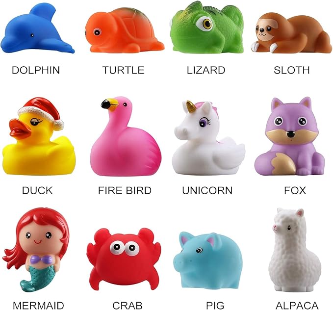 No Hole Bath Toy, 12 Pack Light up Animal, Flashing Color Tub Toys for Toddler Swimming Pool Party Bathtub Bathroom Shower Game, Bathtub Floating Water Toy for Infant Kid Toddler Boy Girl