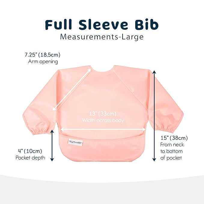 Tiny Twinkle Long Sleeve Bib for Babies & Toddlers – 2 Pack Waterproof Smock Bibs for Eating – Machine Washable & Mess-Proof, Baby Feeding Essential & Shower Must-Have (Peach Terracotta,2-4Y)