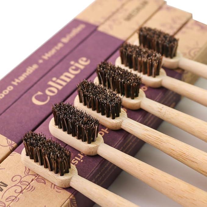 Horse Bristle Bamboo Toothbrush Manual Toothbrush None Plastic&Nylon 6 Pieces (6)