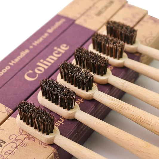 Horse Bristle Bamboo Toothbrush Manual Toothbrush None Plastic&Nylon 6 Pieces (6)