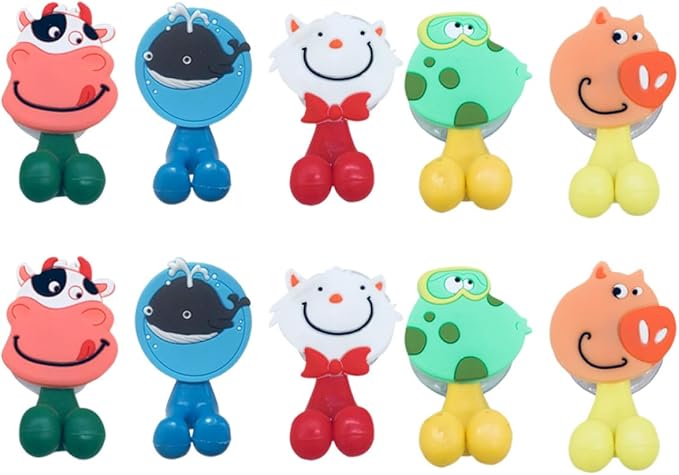 10pcs Cartoon Animal Suction Cup Toothbrush Rack Wall Mounted Organizer for Bathroom Creative Multifunctional Holder with Frog Pig Shark Designs Easy Install Random Color
