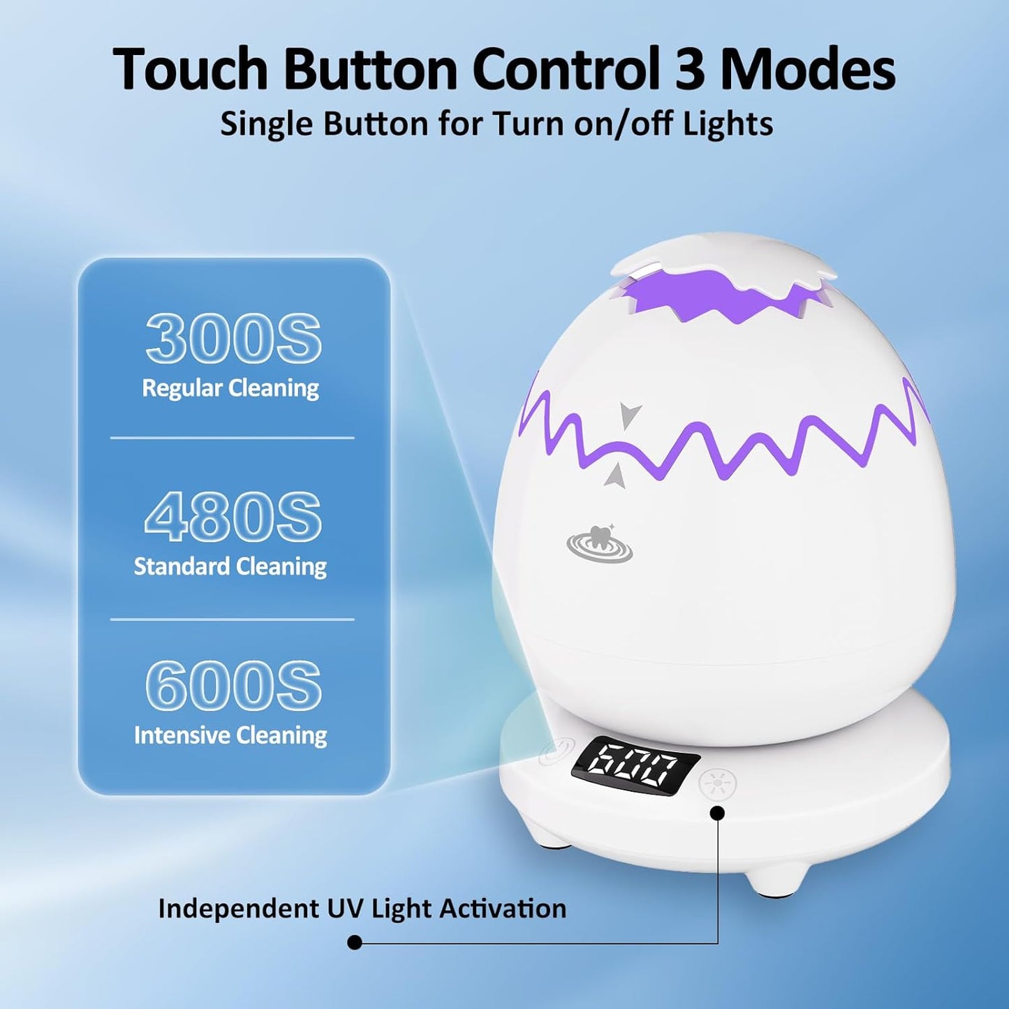 Ultrasonic Retainer Cleaner Machine for Denture, Dental Cleaning Pod with Digital Timer, 45kHz/180ML Waterproof Ultrasonic Denture Cleaners for Aligner, Mouth Guard, Braces, Ring Jewelry Cleaner